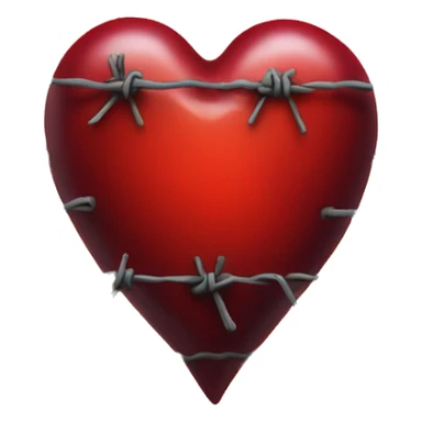 A red heart bleeding with barbed wire wrapped around it sticker