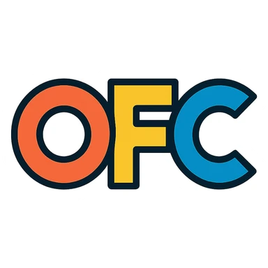 OFC letters, geometric and modern, as a logo sticker