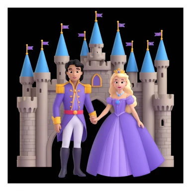 prince and princess disny dress close up photo in castle sticker
