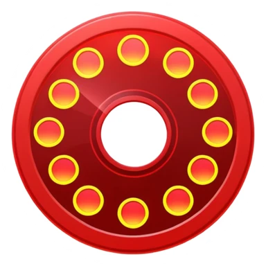 A minimalist CD disc with dot pattern, neon glowing effect, red color sticker