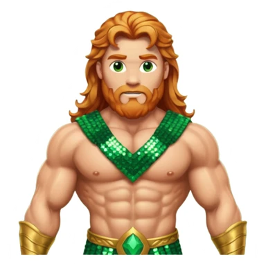 Hercules, God of Heroes from Gods and Goddesses with long reddish blonde hair, bronze and green sequin outfit sticker