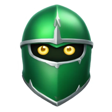 green helmet knight whit lightninh eyes, face all covered, 3/4 position, evil sticker