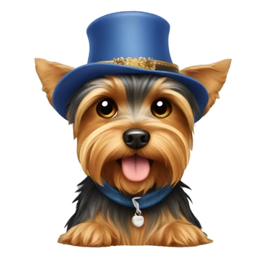 Dog Yorkshire Terrier with hat sticker