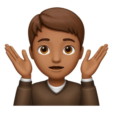 Nervous emoji + hands up emoji. Remove flow effects at the very top the of the hands so the head can be between the hands sticker