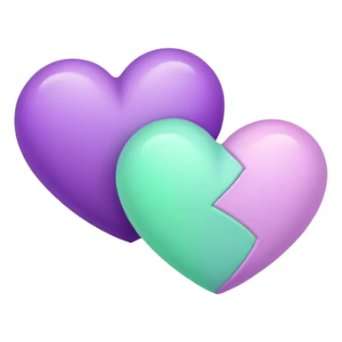 Two-hearts-coloured-light-pastel-shade green color and purple sticker
