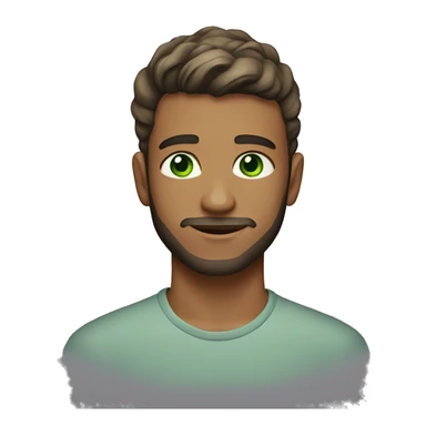 21 year old man, with trimmed beard, green eyes, short hair sticker