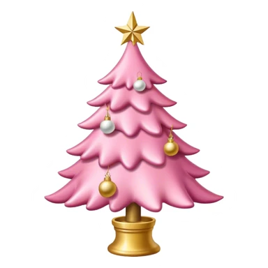 Pink Christmas tree with white and gold ornament  sticker