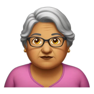 Grumpy fat female old indian teacher with glasses sticker