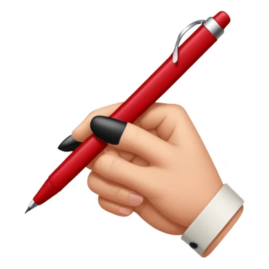 the hand writes with a dark red pen sticker