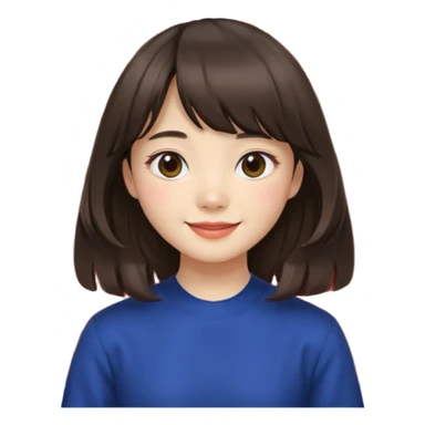 Korean girl with medium hair and curtain bangs sticker
