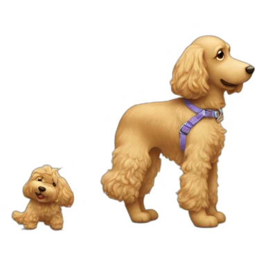 side profile of doodle on a leash going for a walk sticker