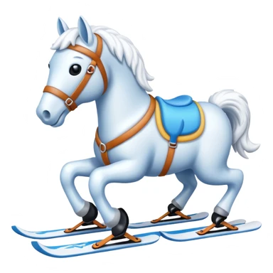 A snow horse made of snow with ski sticker