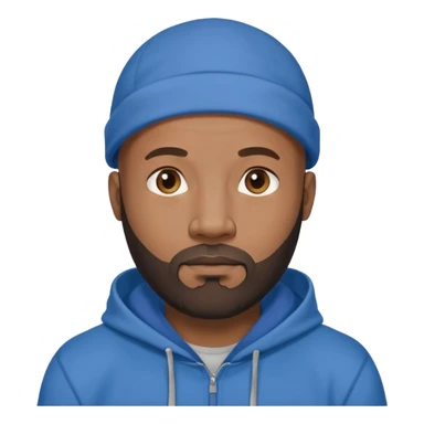 Bald black guy 40 years old with blue hoodie and and beard emoji sticker