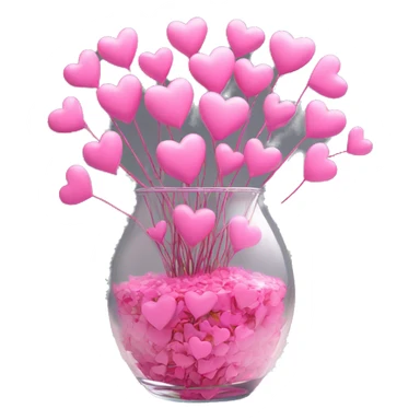 10000000 huge pink hearts on stems in a clear glass vase sticker