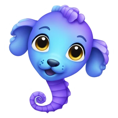 Purple-blue seahorse mixed with a puppy sticker