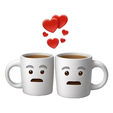 two heart shaped mugs sticker