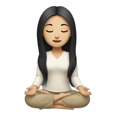 asian girl with long black hair meditating sticker