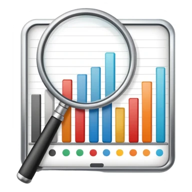 magnifying glass over a bar chart sticker