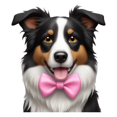 Border collie dog with pink bow sticker