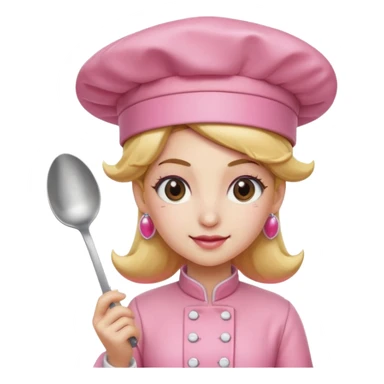 Pink chef hat princess peach with a hand and spoon sticker