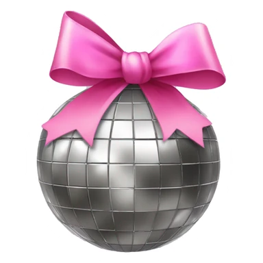 a disco ball with a pink bow sticker