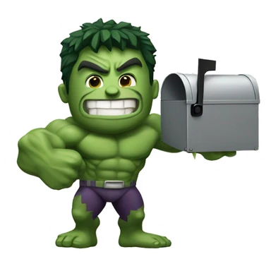 Super hero hulk smiling and holding a mailbox sticker