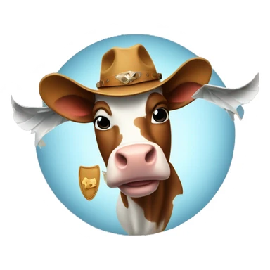 cow with wings and a ed cowboy hat sticker