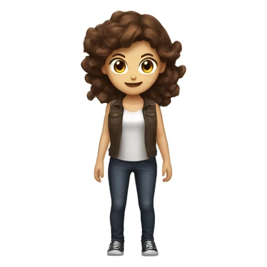 A girl with brown hair ad have. Halo, angel wings, demon horns and a demon tail sticker