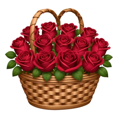 Valentine’s Day basket with burgundy red roses sticker