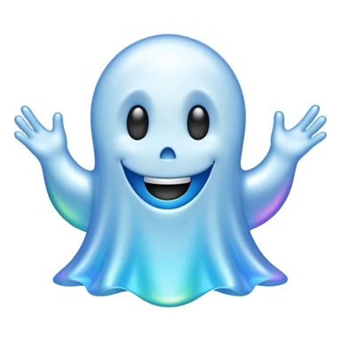 Holographic chrome happy cartoon ghost sticker