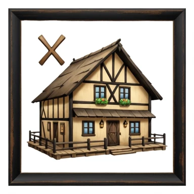 an inn with a big X on it sticker