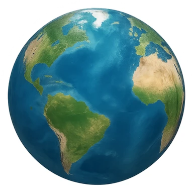 realistic earth globe with blue oceans and green continents, no background sticker