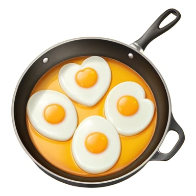 cooking pan with heart-shaped eggs sticker
