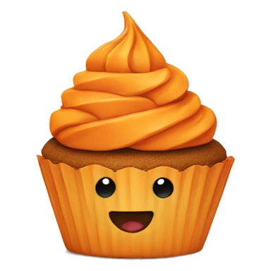 Orange cupcake with a happy face sticker