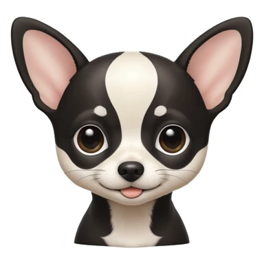 A black and white chihuahua emoji please with a thin white line on the center of head sticker