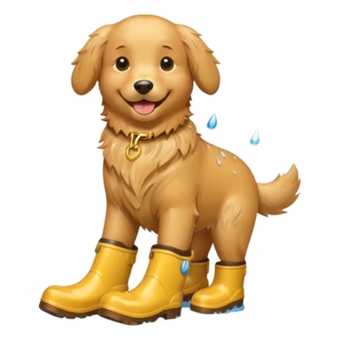 golden retriever with rainboots sticker