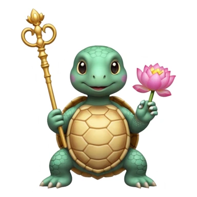 turtle, scepter, buddhism, lotus sticker