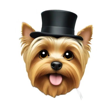 Yorkie wearing a top hat surrounded by confetti  sticker