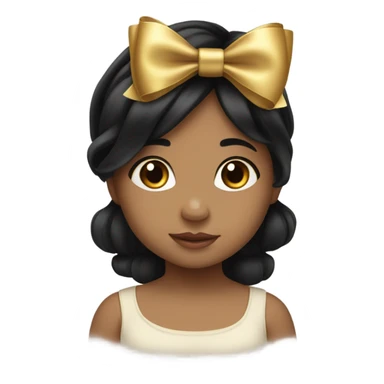Cute baby girl with black hair with gold bow in her hair on the right side sticker