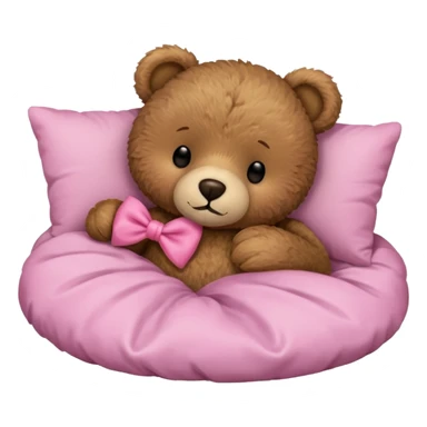 teddy bear with pink bow sleeping in bed sticker