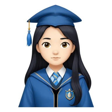 Cho Chang in harry potter, wear hogwarts Ravenclaw uniform, long black hair sticker