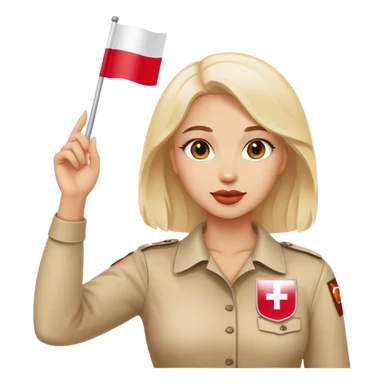 woman waving polish flag sticker