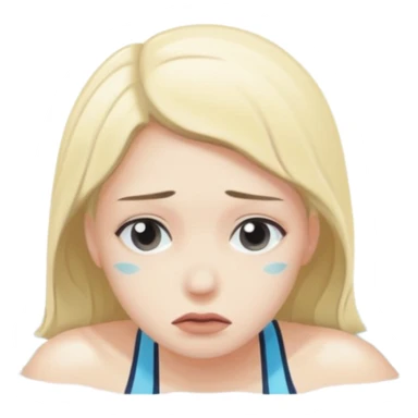 a woman swimming alone, appearing sad sticker