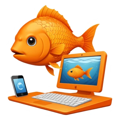 animal nature fish in a building working on a computer sticker