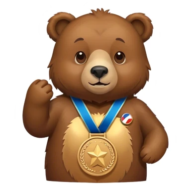 bear holding bronze medal sticker