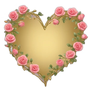 heart shape gold vine with roses border sticker