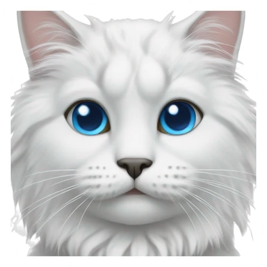 White fluffy cat with gray on nose with blue eyes sticker