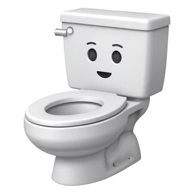 a toilet with a head sticker
