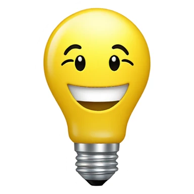 Yellow lightbulb with a smiling face  sticker