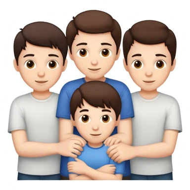 Three young brunette brothers playing together  sticker